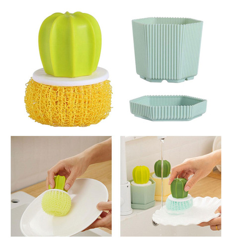 W 6 Juego De Cepillos Para Fregar Platos De Cactus, Cepillo