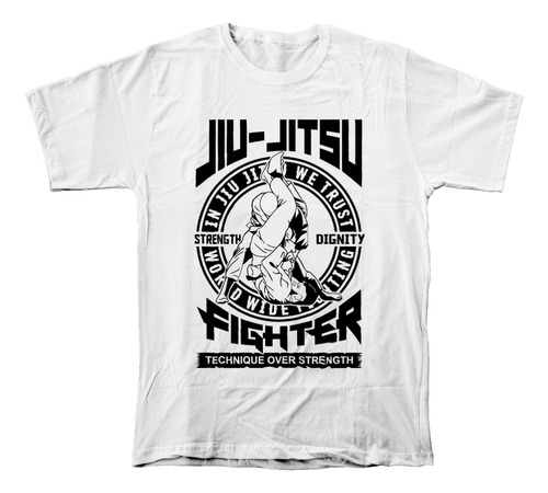Camiseta Algodón Peinado Con Estampado De Deporte Jiu-jitsu
