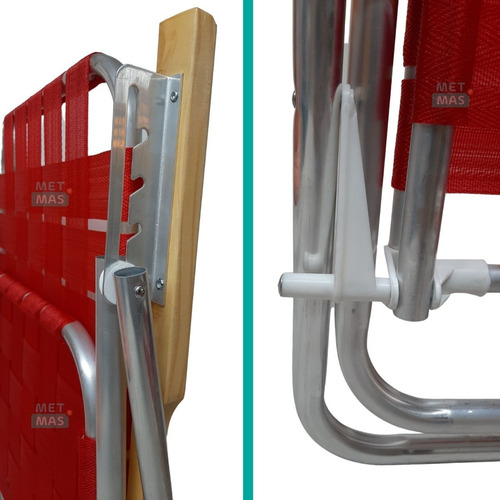 Imagen 4 de 9 de Reposera Plegable Playera De Aluminio 5 Posiciones - X2 Un!!