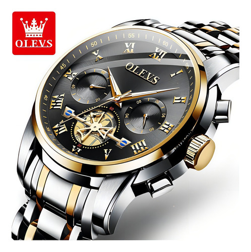 Reloj De Cuarzo Olevs 2859 Hollow Out Tourbillon Color Del Fondo Silver Gold Black