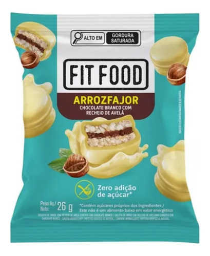 Kit 12und Alfajor De Arroz C/ Choc Branco-avelã Fit Food 26g