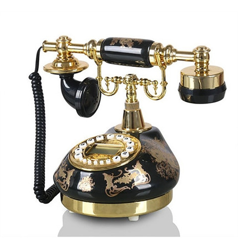 Teléfono Antiguo Vintage Con Cable De Teléfono Dial