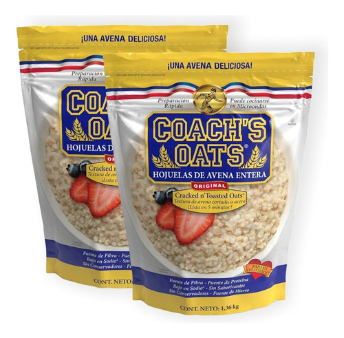 2 Bolsas Hojuelas De Avena Entera Coachs Oats 2.72 Kg