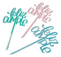 Comprar Cake Topper Feliz Cumple X50 Unidades X Mayor Torta