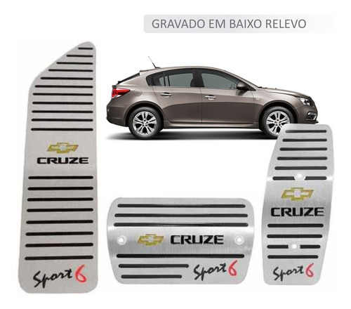 Pedaleira + Descanso Cruze Sport 6 Automático  Aço Inox