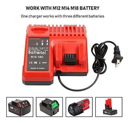 Cargador De Batería Múltiple 12/18v M12/m18 For Milwaukee