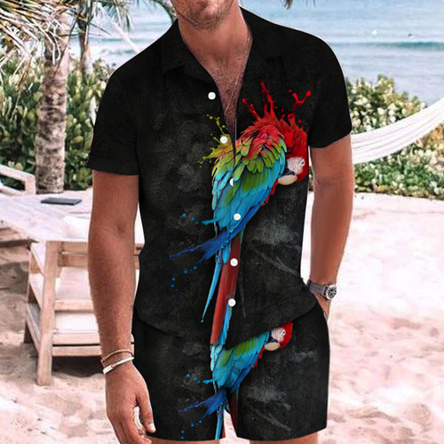 Blusa De Playa Hawaiana Para Hombre, Conjunto De Ropa De Pla