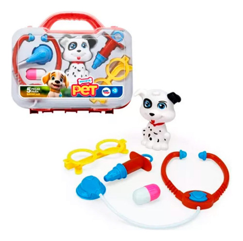 Maleta Kit Doutor Pet Acessórios Infantil Didático Brinquedo