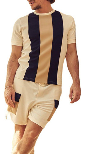 Conjunto De Camisa A Rayas Para Hombre, Camisa Cargo, Pantal