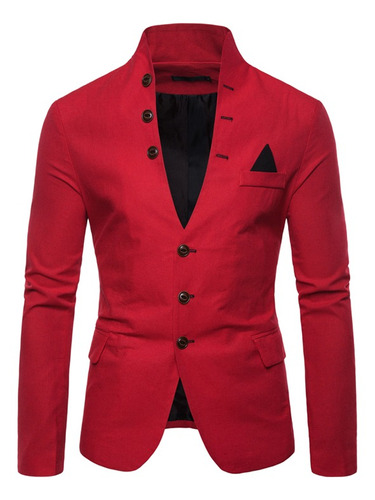 Blazer Saco Delgado Para Hombre Slim Fit Cuello Alto