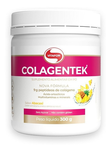 Kit 3 Colagentek Vitafor 300g Colágeno Hidrolisado Abacaxi