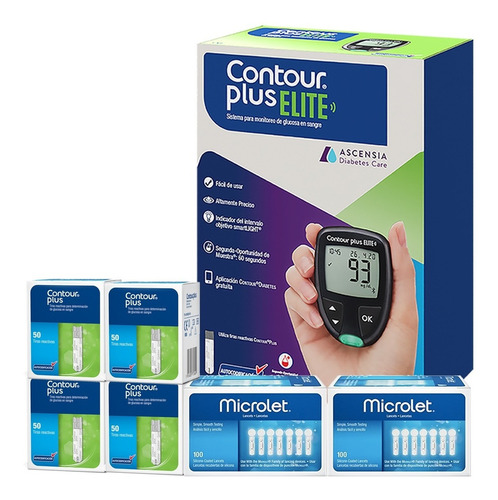 Contour Plus Elite Glucómetro Bluetooth 200tiras 200lancetas