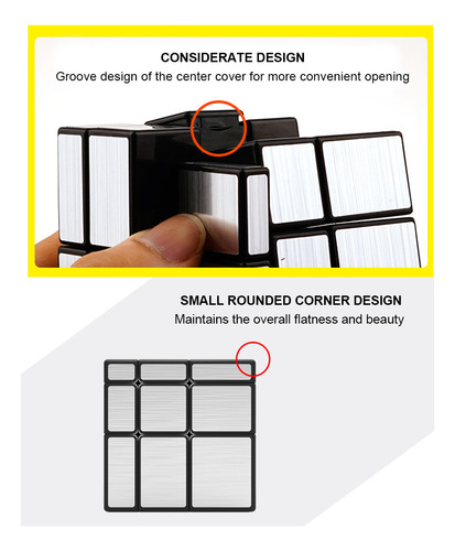 Js Puzle En Forma De Cubo Con Espejo De 3 X 3, Giro Suave,