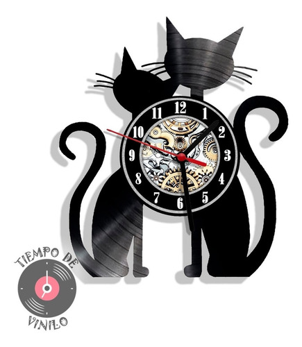 Reloj De Pared Gatos Ref.01 Elaborado En Disco Lp