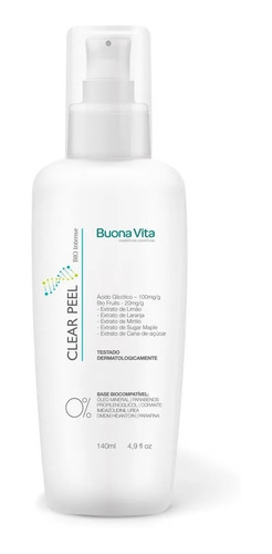 Clear Peel 140ml Buona Vita - Fluido Ácido Glicólico 10% Com Ácidos Málico, Cítrico E Lático