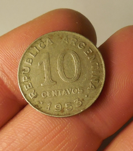 Moneda 10 Centavos. Argentina, 1953.