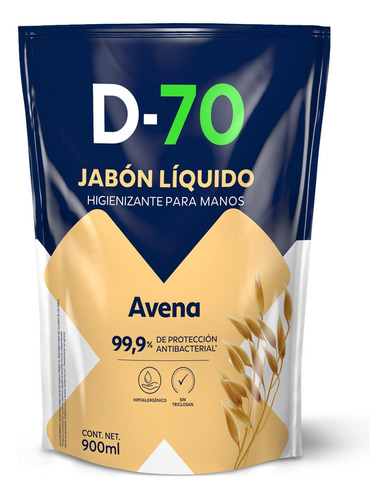 Jabón Liquido Antibacterial Avena 900ml D-70