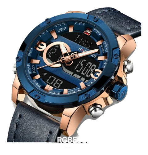 Reloj Naviforce 9097 Cuero Premiun Calendario Alarma Luz