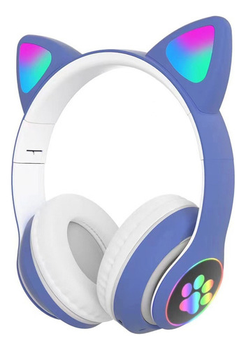 Fones de ouvido sem fio Cat Ear Bluetooth 5.0 Fone de ouvido Rva Blue
