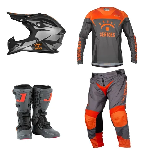 Kit Conjunto Roupa Motocross Trilha Capacete Bota Jett
