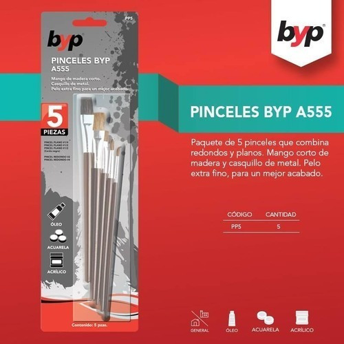 Pinceles A55 Pp5 Con 5 Piezas Byp