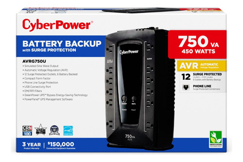 Cyberpower Con Regulador Avrg750u, 750v, Entrada 90-148v