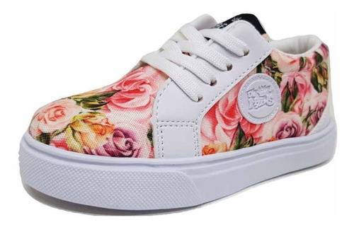 Zapatillas De Nenas/niñas Floreadas Lona Talles Del 19 Al 34