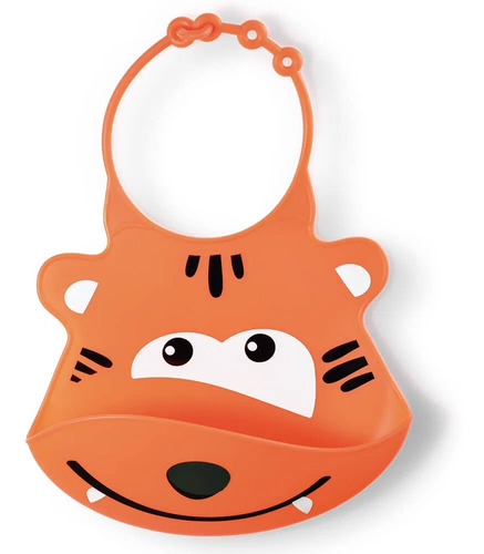 Babador De Silicone Laranja - Silybib Leão - Multikids Baby