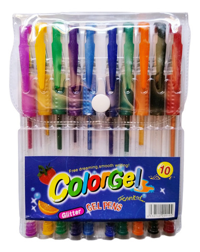 Bolígrafos Lapiceras Gel De Colores Set Escolar X10u Blister