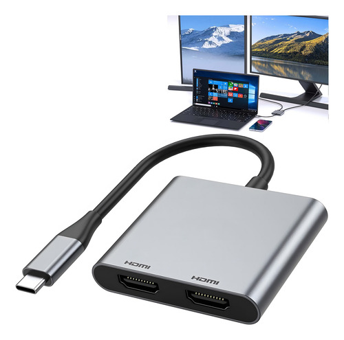 Adaptador Usb C A Hdmi Dual 2 En 1 4k Que Puede Mostrar Dos