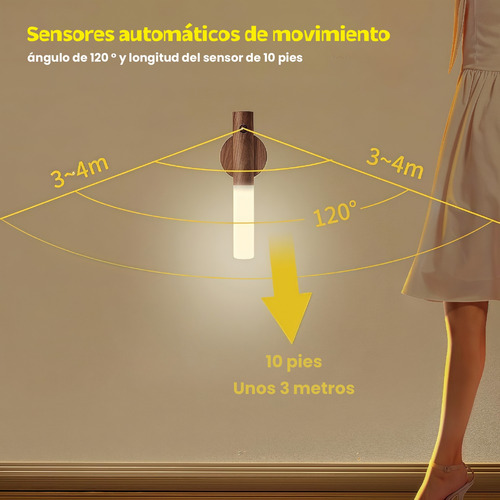 Lámpara De Pared Led De Madera Recargable Por Inducción