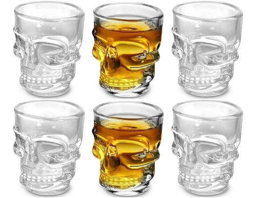 6 Copas Calavera Vaso Bedida Tragos Fiestas Halloween Licor 