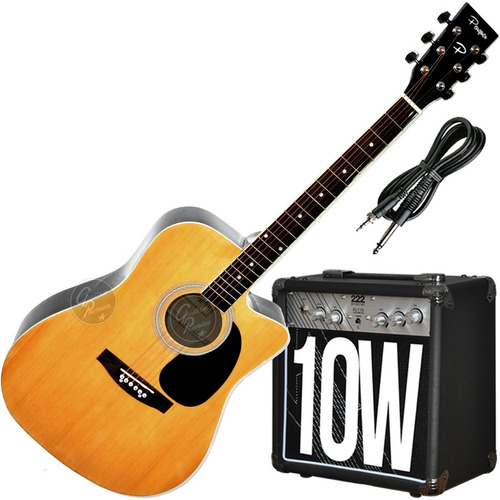 Guitarra Electroacustica Eq Afinador + Ampli 10w +accesorios