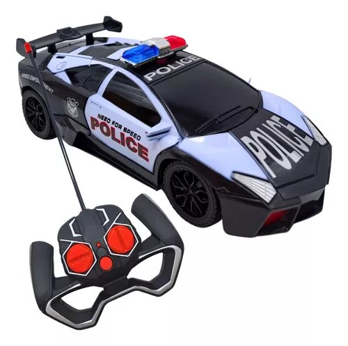 Carrinho Controle Remoto Grande Super Carro Policia Sport