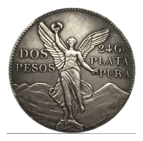 Réplica Moneda 2 Pesos Mexico  Baño Plateado 40mm