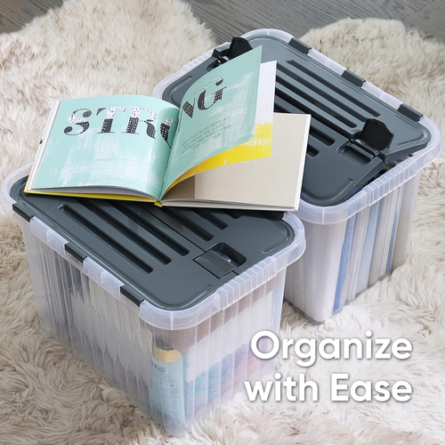 Contenedor De Almacenamiento Profundo 26 L Tapa Bisagra 2 Pz