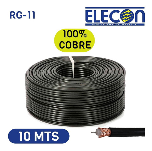 Cable Coaxial Rg11 Elecon 100% Cobre X 10mts 
