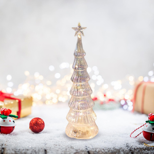 Figura De Árbol De Navidad De Cristal Iluminada Para Mesa,