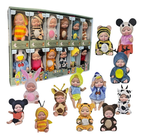 Kit Com 6 Mini Bonecas Pijama Bebe Reborn Infantil Presentes