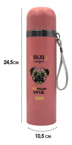 Garrafa Color Estampa Pet Design Moderno Inox 480ml - Verde