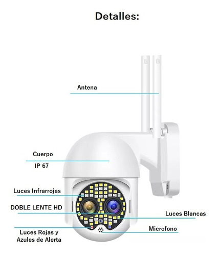 Imagen 2 de 9 de Camara Doble Lente Exterior Audio Wifi Gran Aumento+ 59 Leds