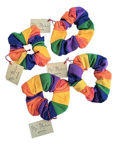 Set X 2 Scrunchies Colitas De Pelo Lgbt Upcycling Pachwork Lgbt Arcoíris
