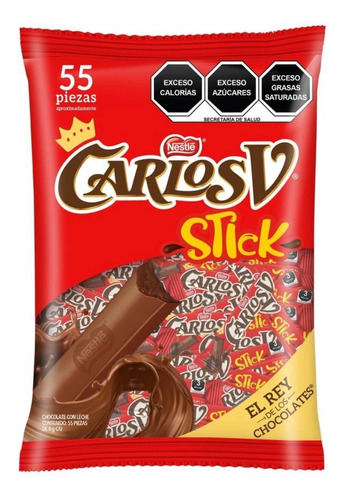 Chocolate Carlos V Stick Con 55 Piezas De 8 Grs