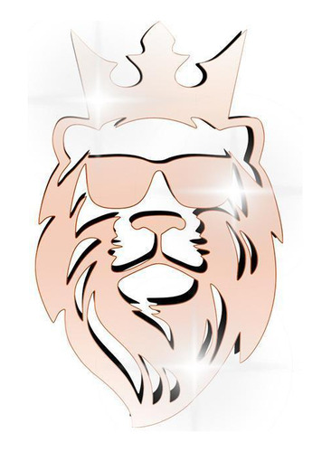 Acrílico Decorativo Espelhado Leão De Óculos Coroa Bronze