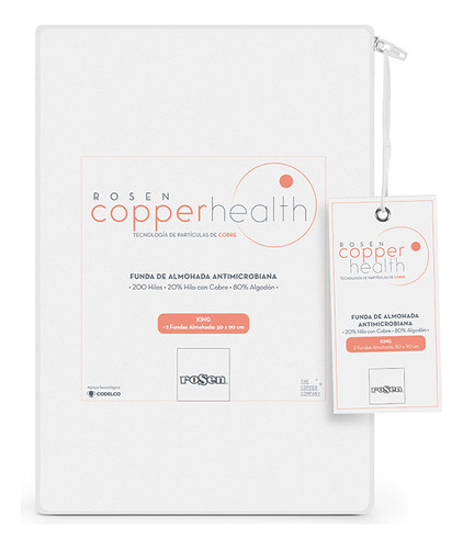 Rosen Funda De Almohada Copper Health King 50 X 90 Cm Color Blanco