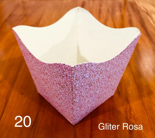 100 Cachepô De Papel Para Festa Imitação De Glitter Rosa