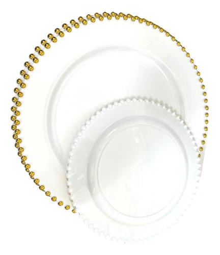 Kit Pratos Para Festa Luxo Acrílico De Jantar +sobremesa 6un