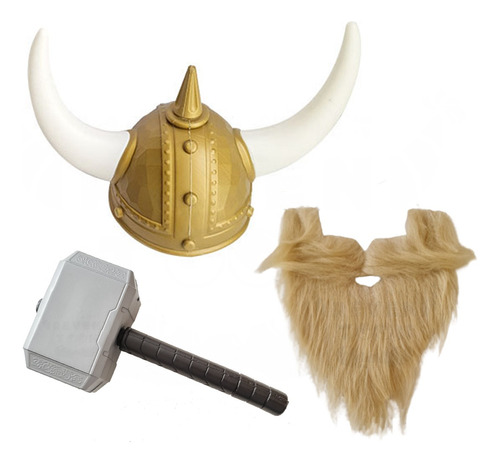 Casco Vikingo Cuernos + Hacha Disfraz Sombrero Throne Fiesta
