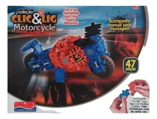 Bloco De Montar 47 Pç  Infantil Coleção Clic&lig Motorcycle