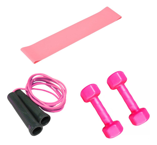 Kit Rosa De Entrenamiento Banda Soga Hexagonales Vacias 2kg